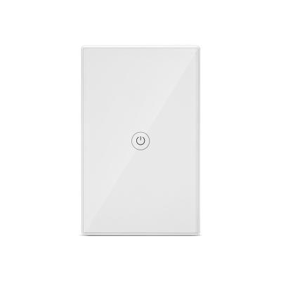 中国 tuya wifi smart 1Gang US glass touch screen wall light switch panal. app remote and Alexa/google assistant voice control 販売のため