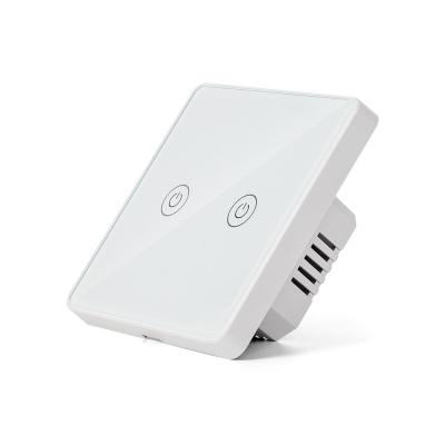 中国 Tuya Smartlife 2gang EU Wifi Touch Screen Switch Control Light With Google Assistant 販売のため