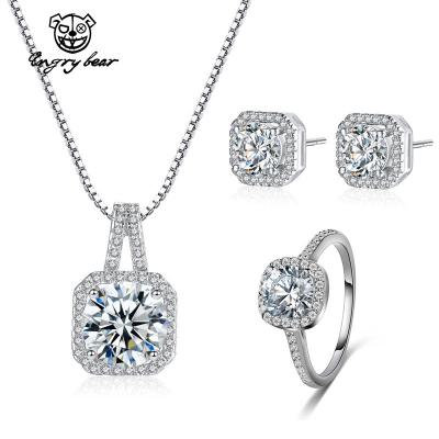 China Romantic Square Ring Jewelry Set Ladies Party Birthday Gift Zircon Ladies Necklace Earrings Necklace And Earrings for sale