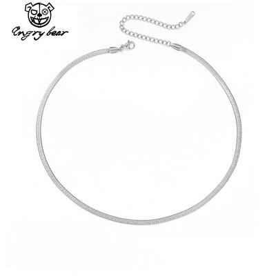 China FASHIONABLE simple flat chain necklace 2MM-5MM clavicle chain stainless steel snake chain new European and American style for sale