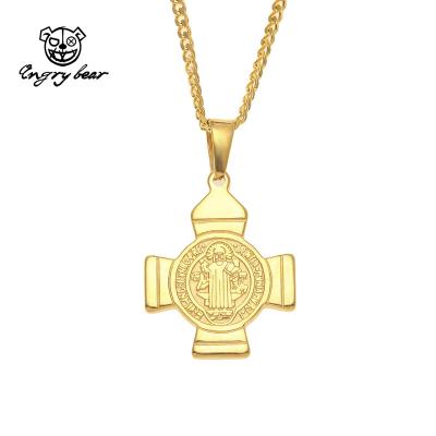 China European and American Hiphop Hip Hop 18K Stainless Steel Benedict Jesus Bible Cross Exorcism Holy Brand Pendant for sale