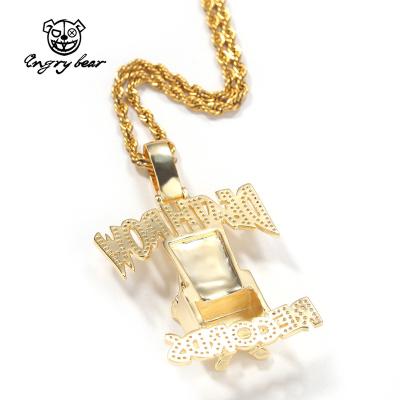 China Europe and America Full Pendant Brand Zircon Zircon Hippie Hippie Letter Necklace Rap Jewelry for sale