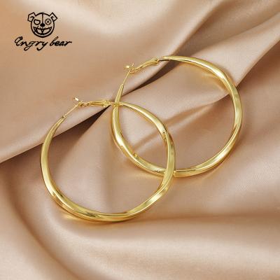 China Trendy Earring 2021 Fashion Jewelry 18K Gold Trendy Earrings S925 Sterling Silver Needle Round Vintage Chunky Big Circle Drop Hoop for sale