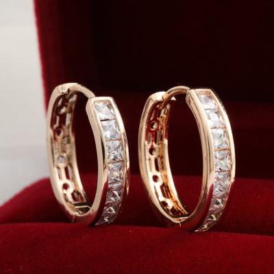 China New FASHIONABLE Hot Selling Real Gold Plated Zircon Set Micro Fashion Beautiful Women's Earrings for sale