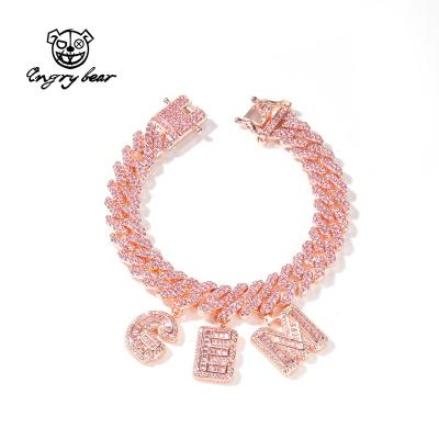 China FASHIONABLE European and American style 12mm band pink DIY letter couples personality hot studded cuban chain anklet for sale