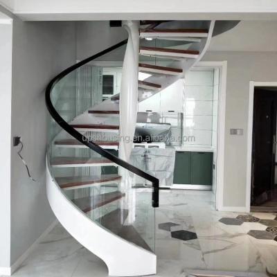 China Modern Modern Staircase Floating Straight Stairs Interior Staircase with Wood Tread and Glass Railings for Stairs for sale