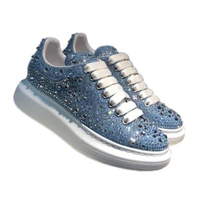 China Rhinestones Small White Stretch Lace Up Casual Shoes Fashion Sports Mens Lightweight Designer Women Leather Full Shoes for sale