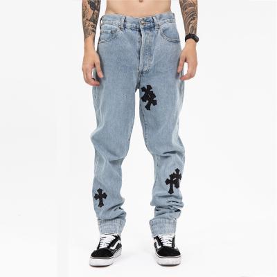 China Skinny QUICK DRY Denim Jean Moto and Biker Style Distress Destroy Wash Ripped Patchwork Custom Printed Mens Pants Jeans for sale