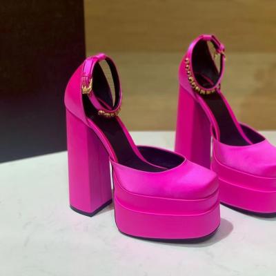 China New Design 20cm High Heel Platform Sandal Woman Transparent Luxury Lady Heels Party Breathable Wear Shoes for sale