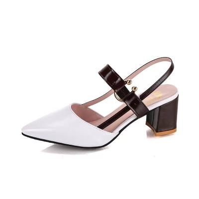 China Lady Custom Horsebit Buckle Square Toe Shoes White High Heel Sandals Luxury Breathable Women's Pumps for sale