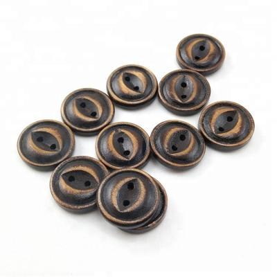 China Dry Cleaning Two Holes Fish Eye Holes Brown Coffee Natural Wood Custom Shirt Button for sale