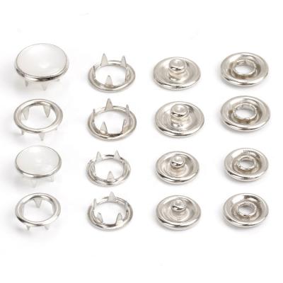 China Viable Guanfeng Customized Apparel Brass Ring Shape And Pearl Shape Round Metal Fork Four Claw Snap Button Metal Press Parts for sale