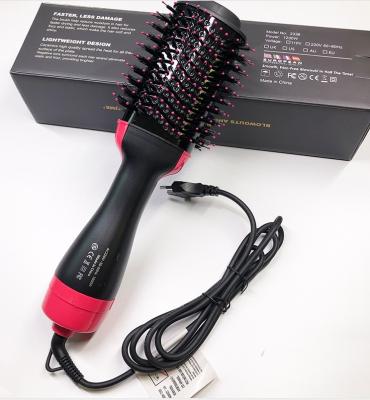 China Professional Hair Straightener Curler 3 In 1 Styling Electric Brush One Step Hair Straightener Curler Dryer Volumizer for sale