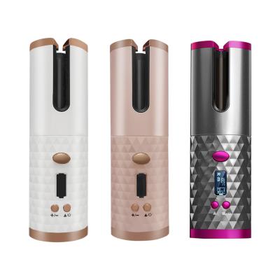 China Rechargeable Hair Curler Roller Roller USB Styler Curling Iron Curls Waves LCD Show Ceramic Curly Wireless Rotating Automatic Hair Curler for sale