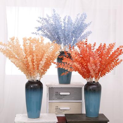 China Industrial Home Office Decor Faux Plastic Greenery Branches Artificial Eucalyptus Leaves Stems for sale