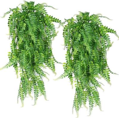 China New Design Scandinavian Faux 5 Branches Plastic Ivy Boston Artificial Hanging Ferns Plants For Front Porch Decor for sale