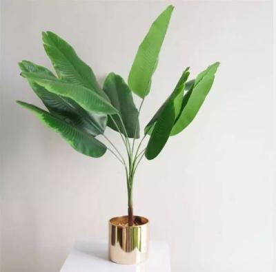 China 9 Heads Artificial Plant Fake Tropical Fake Banana Leaf Decoration 80cm Leaves Outside Wall Decoration Bonsai Green Plant for sale