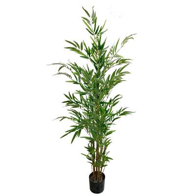 China Novelty Indoor And Outdoor Artificial Bamboo Potted Faux Tree Leaves Decor Plastic Plant for sale