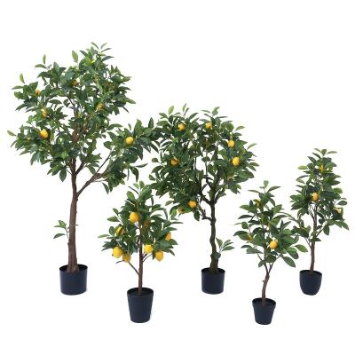 China Wholesale Bohemian Faux Plastic Tree Lemon Tree Artificial Potted Bonsai Plant For Home Office Decor for sale