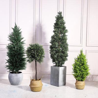 China 150cm Potted Plant 150cm Potted Artificial Topiary Tree Bonsai Decor Industrial Indoor Outdoor Fake Tall Cypress Tree for sale