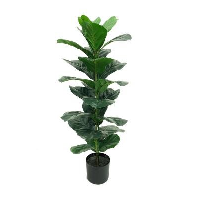 China Wholesale Plastic Minimalist Fake 100cm Plant Fiddle Leaf Tree Artificial Plants Plastic Bonsai For Home Decoration for sale