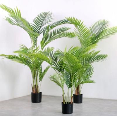 China Environmental Friendly Different Shaped Artificial Plastic Areca Palm Tree Faux Plant With Pot For Home Decor for sale