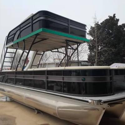 China 2022 New Design 7.6m/25ft Marine Grade Aluminum Double Deck Aluminum Pontoon Boats With Slide for sale