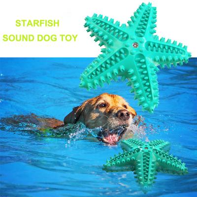 China Stocked Pet Shop TPR Rubber Starfish Shaped Dog Chew Toy Cleaning Tooth Brush Sounding Squeaky Dog Toys for sale