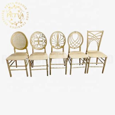 China Modern Wholesale Gold Stackable Round Back Acrylic Chairs And Wedding Chair Wedding Tables For Event Used for sale