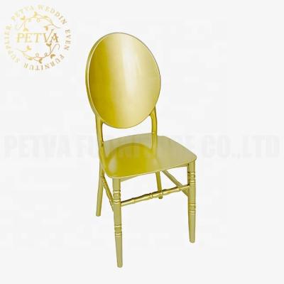 China Wholesale Modern Shiny Acrylic Chair Round Back Gold Plastic Crystal Chiavari Wedding Chairs For Event Used for sale