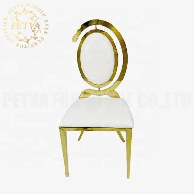 China Velvet Modern Luxury Wedding Back Round Chair Gold Stainless Steel Dining Chairs Banquet Chair For Hotel Used for sale