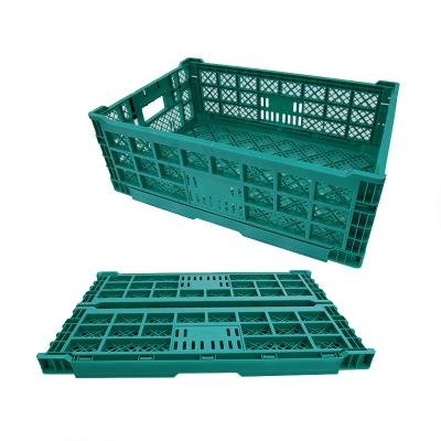 China Solid Box Plastic Folding Crate 600*400*220mm Fruit Vegetable Folding Crate for sale