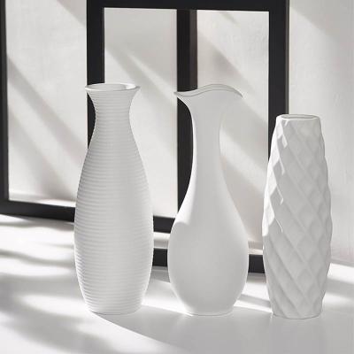 China Art Decor Style Vase Large To Tall Flower Vase Nordic White Ceramic Floor Standing Flower Vase for sale