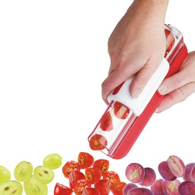 China Cherry Grapes Small Fruit Food Viable Manual Plastic Slicer Multifunctional Zipper Kitchen Salad Slicer for sale