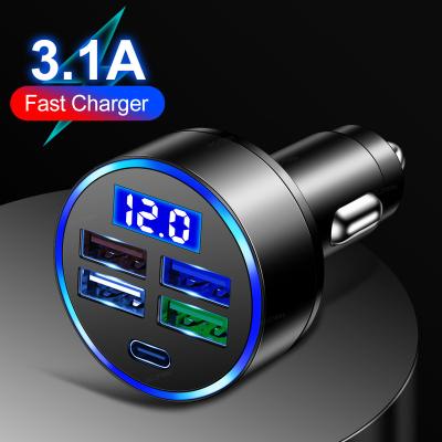 China Convenient 4 Ports PD usb Car Charger Type C 3.1A fast charging For iPhone 14 13 Pro Max Xr Huawei P40 Xiaomi Samsung Type C Phone Charger for sale