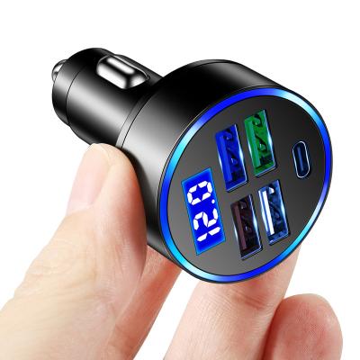 China Mobile Phone 3.1A 4 USB Car Charger With LED Lamp Fast Charging For IPhone Xiaomi Sumsung Huawei PD Type C Car USB Charger For Mobile Phone for sale