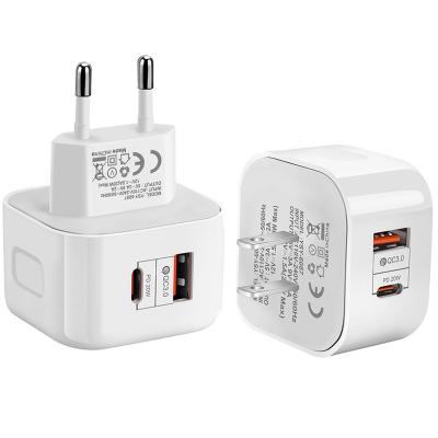 China UniversalÂ  PD 20W Type C Charger 2 Ports Quick Charge QC3.0 USB-C Fast Charging Mini Travel Wall Charger Power Adapter For iPhone 12Pro Max for sale