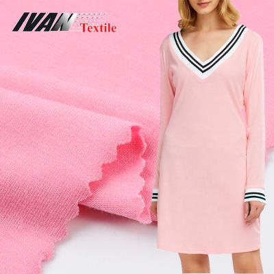 China High Quality Stretch Fashion Custom Pink Polyester Cotton Knit Jersey Spandex Fabric For Dress for sale