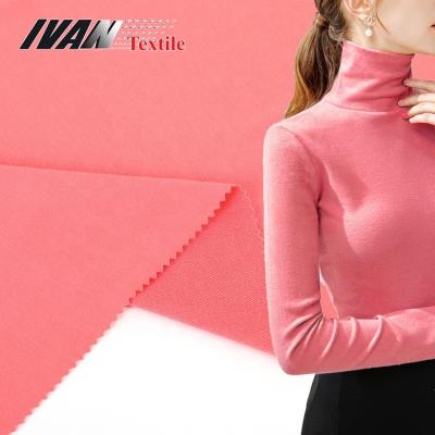 China Shrink-resistant 240GSM solid stretch plain dyed TR spandex terry polyester french rayon fabric for dress for sale