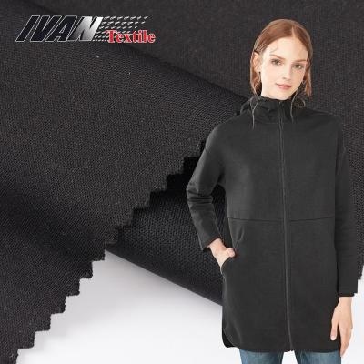 China Fashion Solid Black 100% Polyester Sportswear Interlock Jersey Tear-resistant Knitted Fabric For Jacket for sale