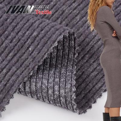 China Customized Tear-resistant 2x2 brush rib hacci spandex plush knit polyester viscous fabric for clothes for sale