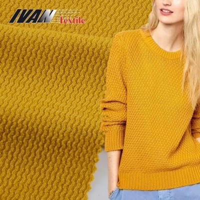 China Yellow fashion sustainable sweater knitted hacci waffle polyester rayon jersey fabric for garment for sale