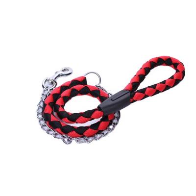 China New Small Pet DETACHED Adjustable Soft Leash Rope Leash With Iron Chain Collar for sale