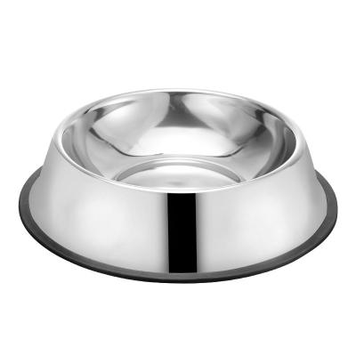 China Wholesale Hot Selling Non-automatic Stainless Steel Pet Feeder Non-slip Water Food Bowl With Rubber Base for sale