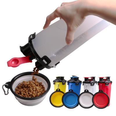 China Outdoor Travel Sustainable 2 in 1 Dog Drinking Water Bottle with Food Bowl for sale