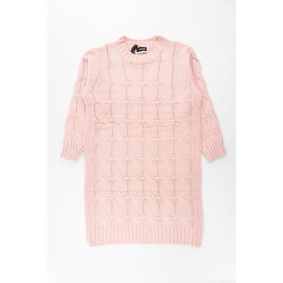 China Anti-wrinkle Fashion Mid Length Soft Personality Soft Pink Twist Sweater for sale