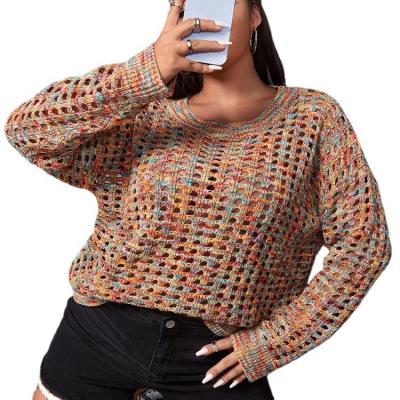 China Anti-wrinkle 2022 spring and hollow knitted loose women summer European and American round neck sweater camouflage sweater for sale