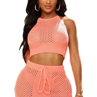 China 2022 antibacterial spring and summer European new luxury knitted casual two-piece swimsuit cardigan and American light high-end loose for sale