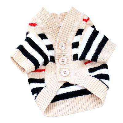 China Cardigan Teddy Bear Clothing Small Dog Cat Pet Clothes V-Neckline Autumn and Winter Viable Dog Knitted Sweater for sale