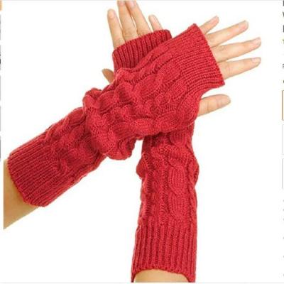 China Winter Korean Version Knitted Wool Half Finger Mitt Female Cute Warm Fingerless Twist Long Mitten for sale